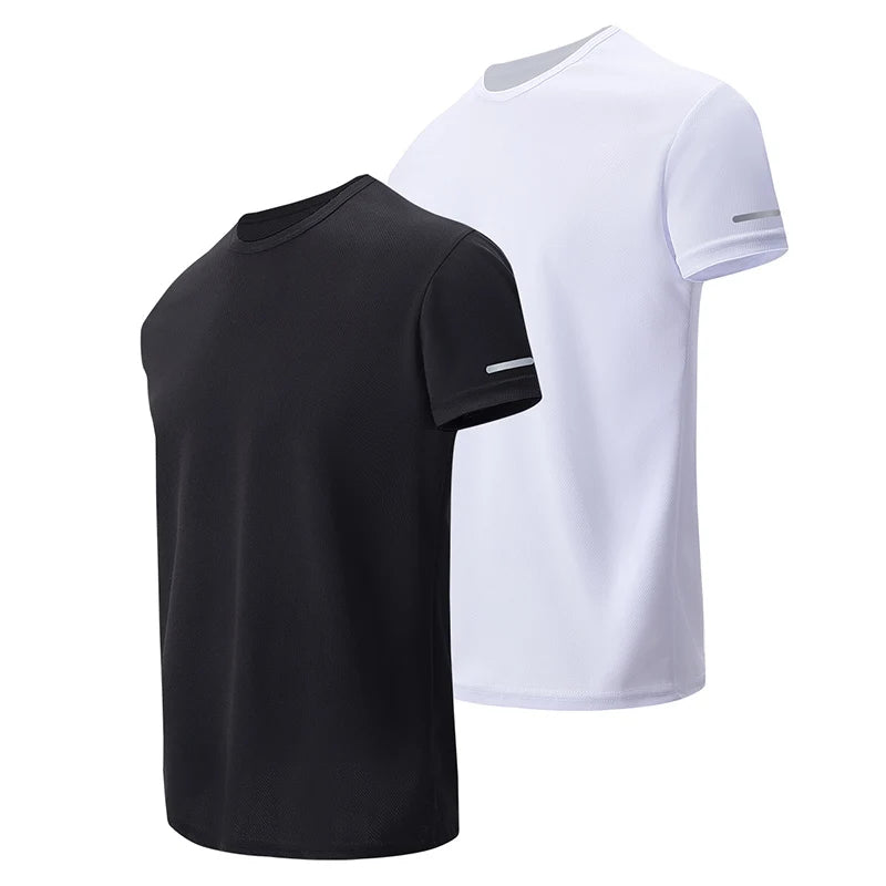 4/1 pçs verão masculino cor sólida coringa de secagem rápida manga curta solta plus size esportes correndo jogando camisa masculina de meia-idade