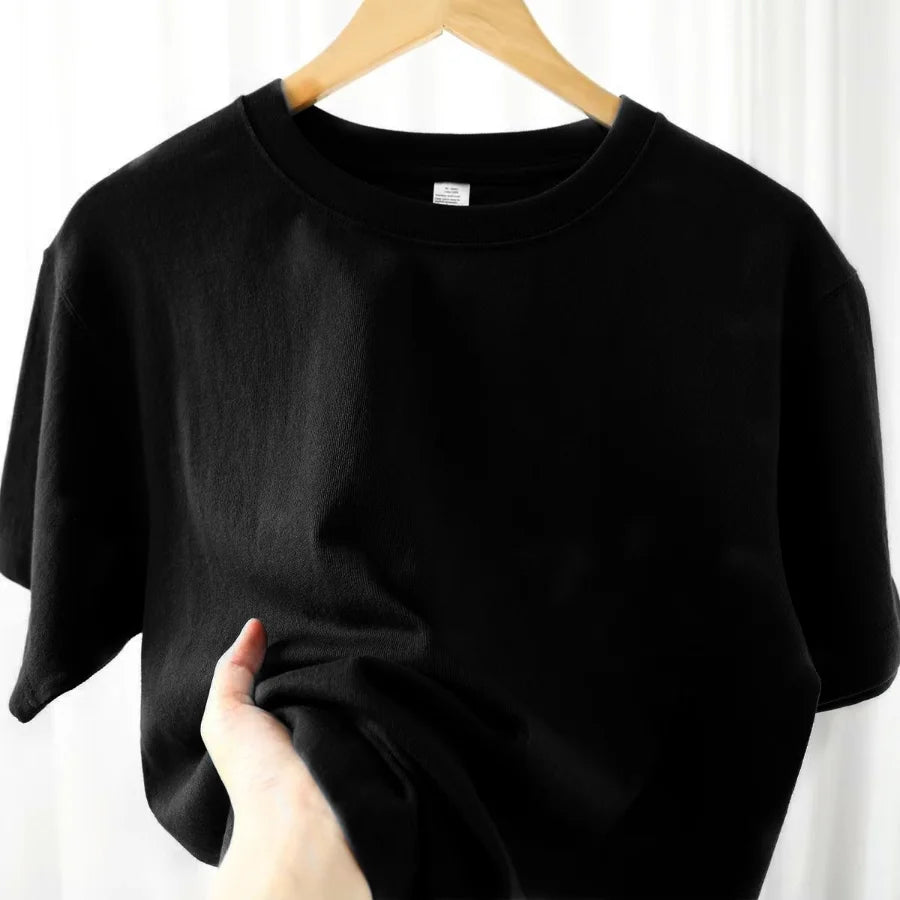 100% Algodão T-shirt Dos Homens Mulheres Cor Sólida O Pescoço de Manga Curta Tops Verão Coreano Solto Meia-manga T Shirt Unisex M-4XL