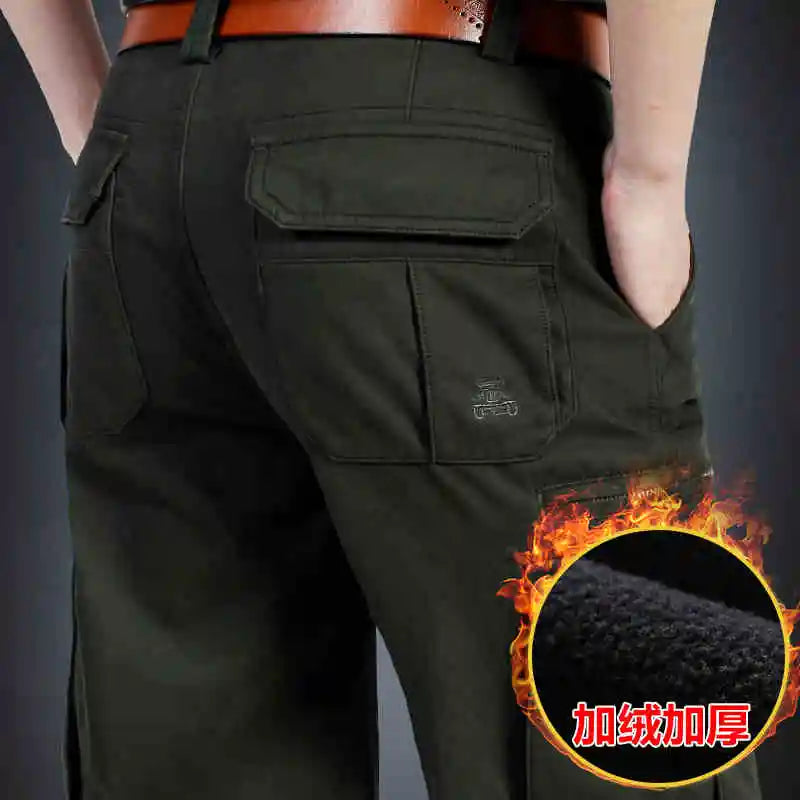 Calças de Trabalho Casuais de Algodão para Homens, Tamanho Grande, Soltas, com Pernas Retas e Múltiplos Bolsos, Resistentes a...