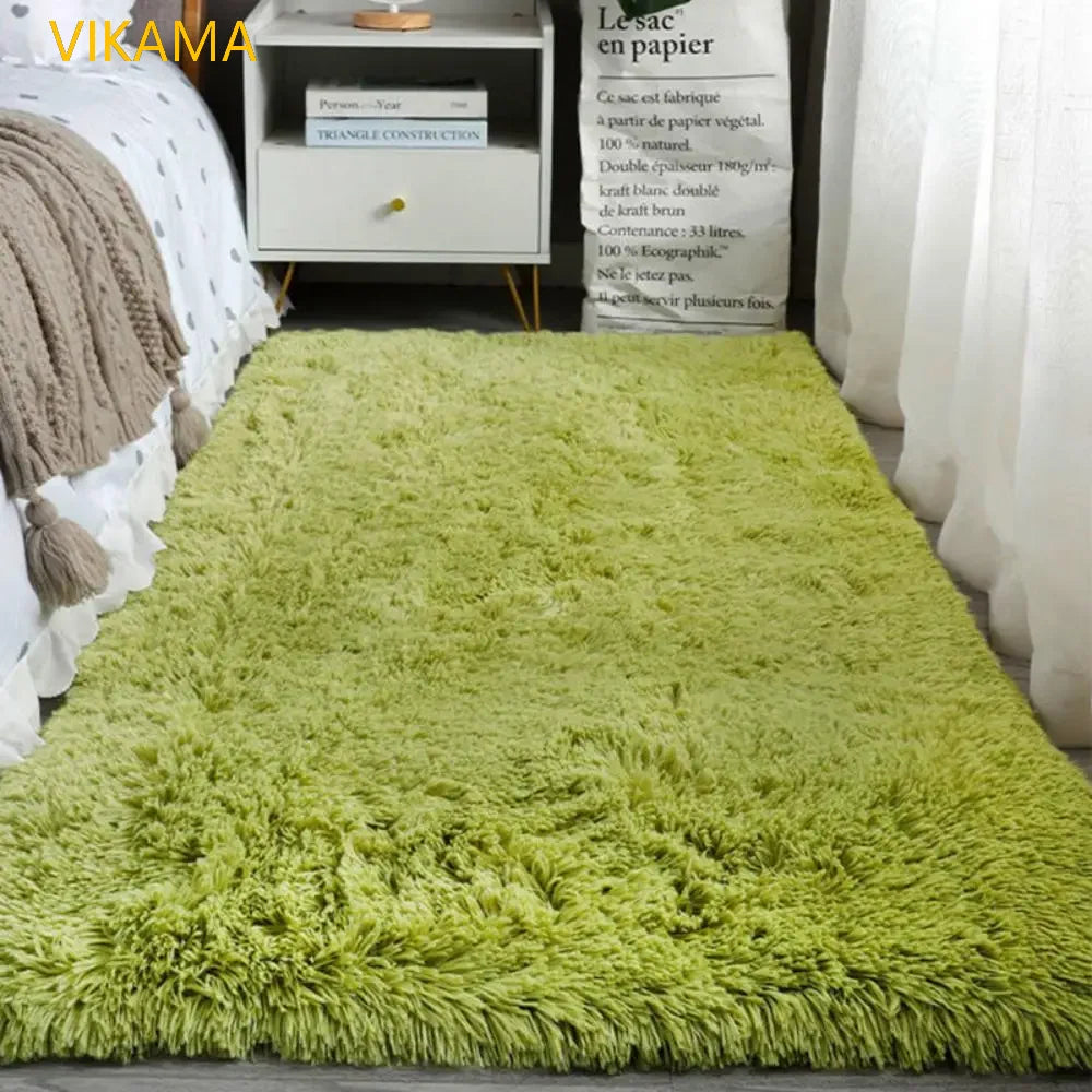 VIKAMA-Tapete simples de lã de seda, cobertor de cama monocromático, mesa de café, quarto e sala, macio de alto grau