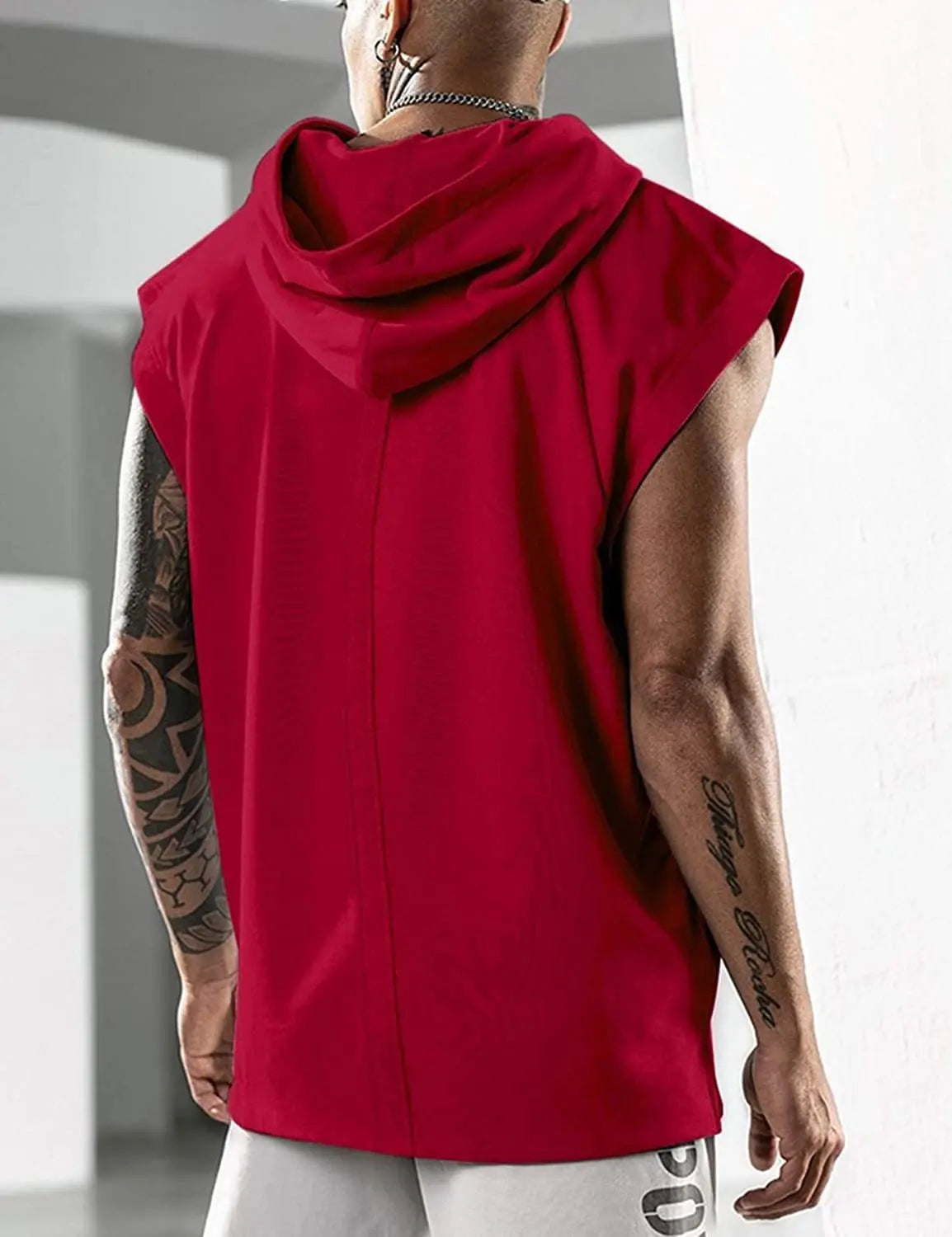 Cor sólida 2023 marca nova regata masculina colete sem mangas camisetas para masculino com capuz homem coletes topos hip hop regata masculina t camisa