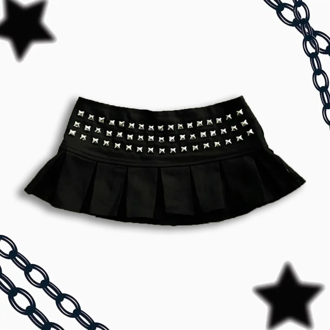 Y2k roupas gótico punk cravejado mini saia harajuku sexy ultra curto rebite saia plissada menina quente kawaii saia roupas femininas