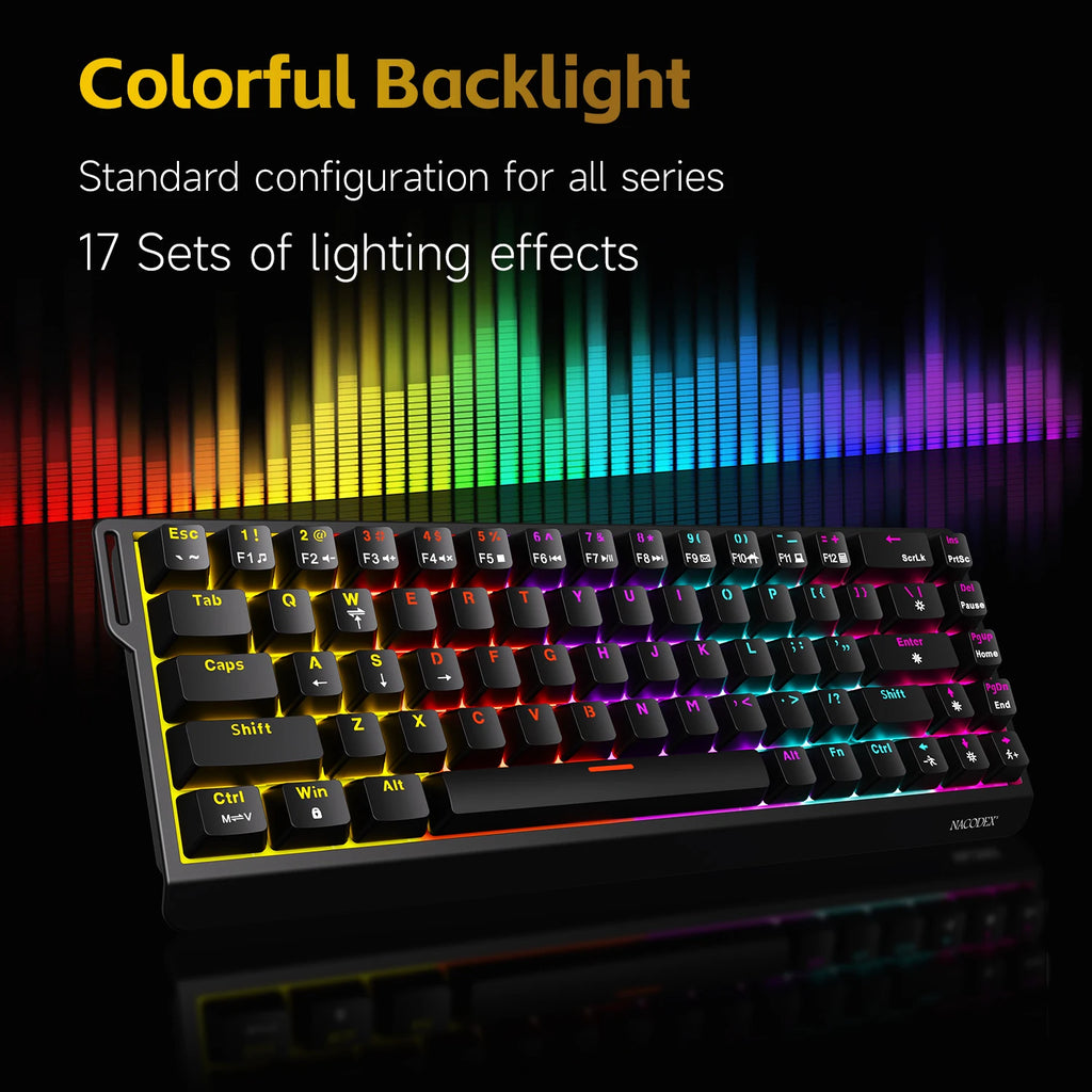 Teclado Mecânico AJAZZ NK68V2 com Fio, Modo Único, Portátil para Jogos, RGB, Hot-Swappable, Leve para PC