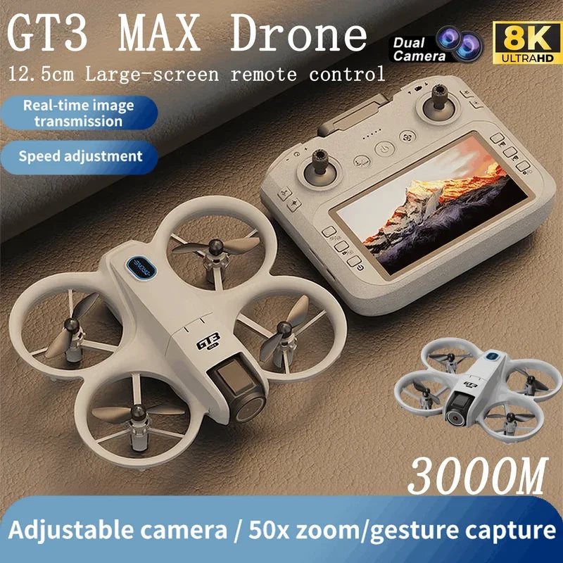 Drone Mini GT3 MAX 5G 8K com Câmera GPS Pro HD para Fotografia Aérea com Iluminação Dinâmica e Controle Remoto