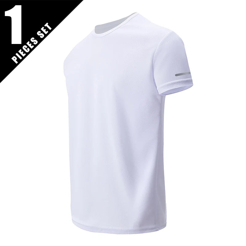 4/1 pçs verão masculino cor sólida coringa de secagem rápida manga curta solta plus size esportes correndo jogando camisa masculina de meia-idade