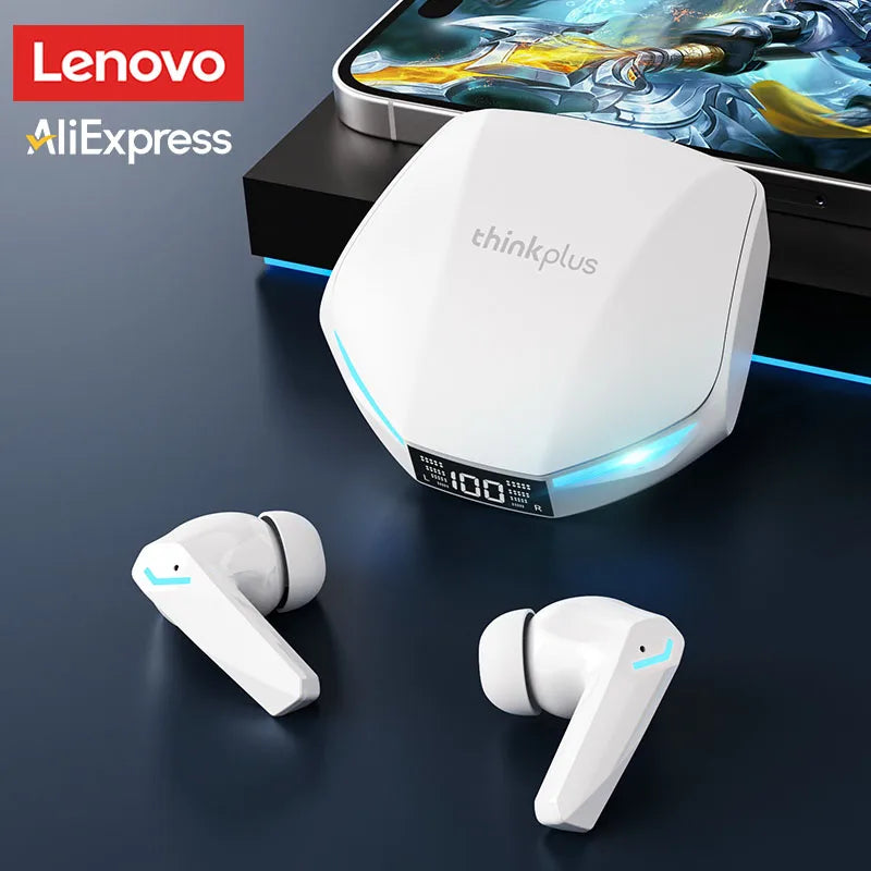Fone de Ouvido Sem Fio Bluetooth V5.4 Lenovo GM2 Pro TWS com Chamada HD, Baixa Latência, Modo Duplo para Música e Jogos GM2PRO