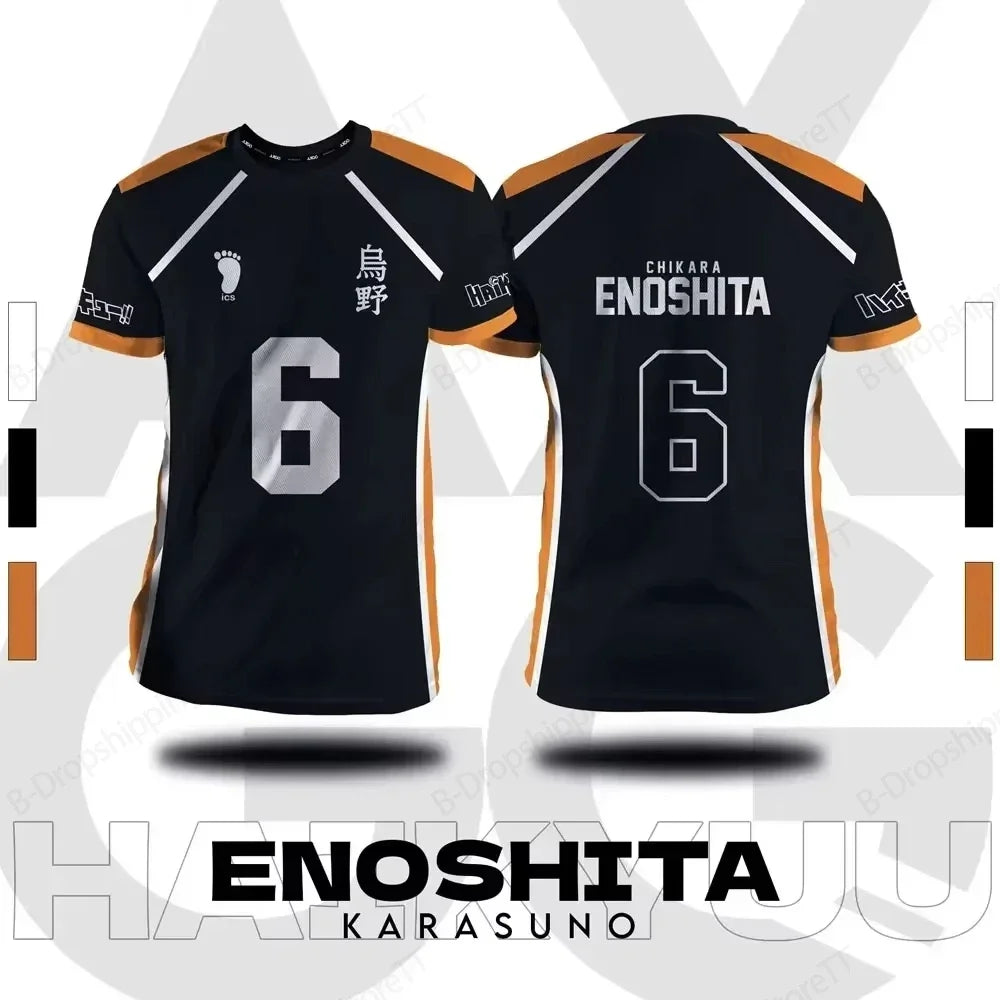 Camisa xadrez japonesa Haikyuu Fox Valley, anime impresso em 3D para homens e mulheres, camiseta esportiva de manga curta da moda de tamanho grande