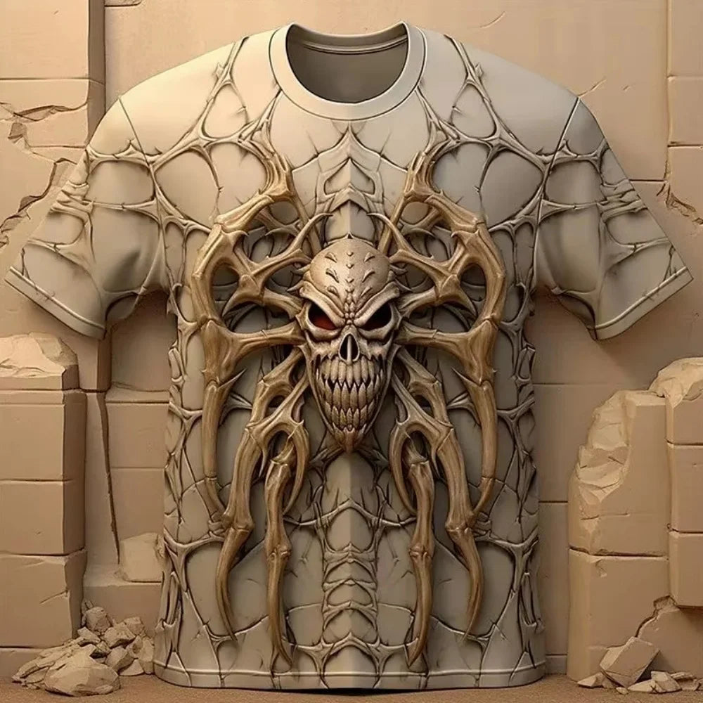 2024 verão nova camiseta masculina harajuku aranha crânio 3d impresso camiseta roupas masculinas moda punk t casual street wear camiseta