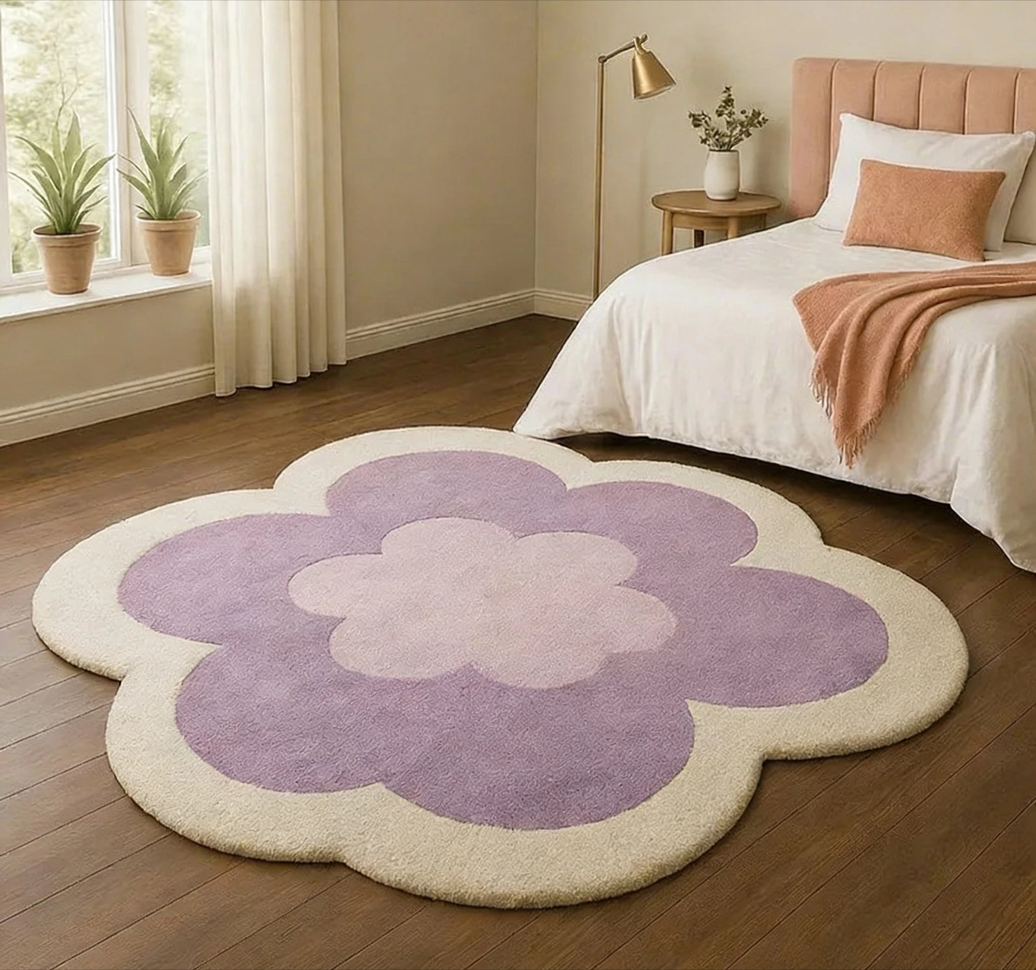 Forma de flor tapetes para sala estar forma irregular decoração do quarto menina tapete engrossado pelúcia cabeceira tapete macio