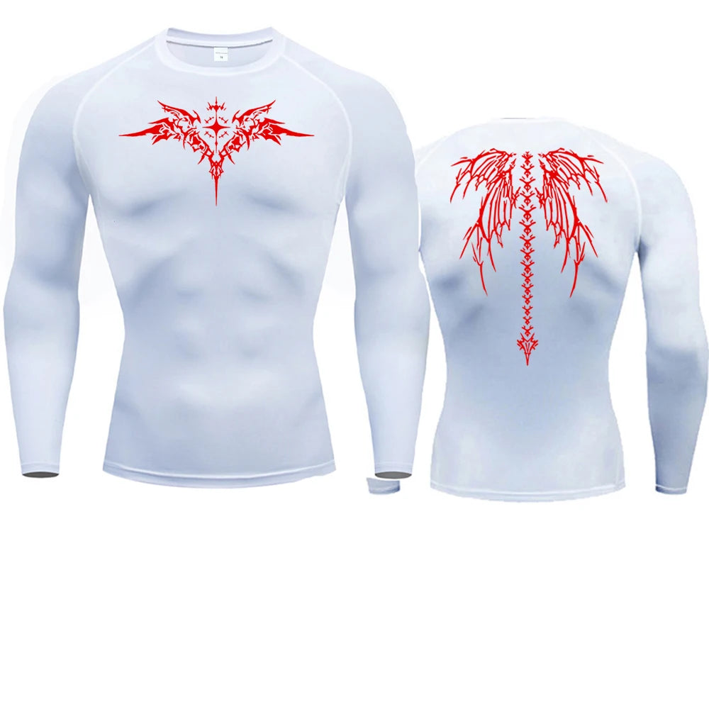 Camiseta de Compressão com Estampa de Anime para Homens, Camiseta de Corrida de Secagem Rápida, Roupas de Fitness, Tops Respiráveis de Manga Curta