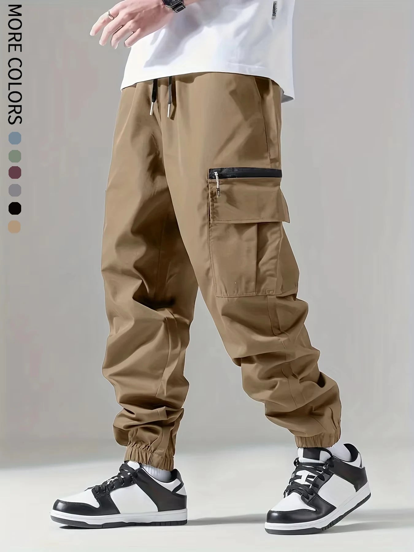 Calça cargo multibolso masculina, calça fina, confortável e respirável, casual ao ar livre, veste, ciclismo, 004