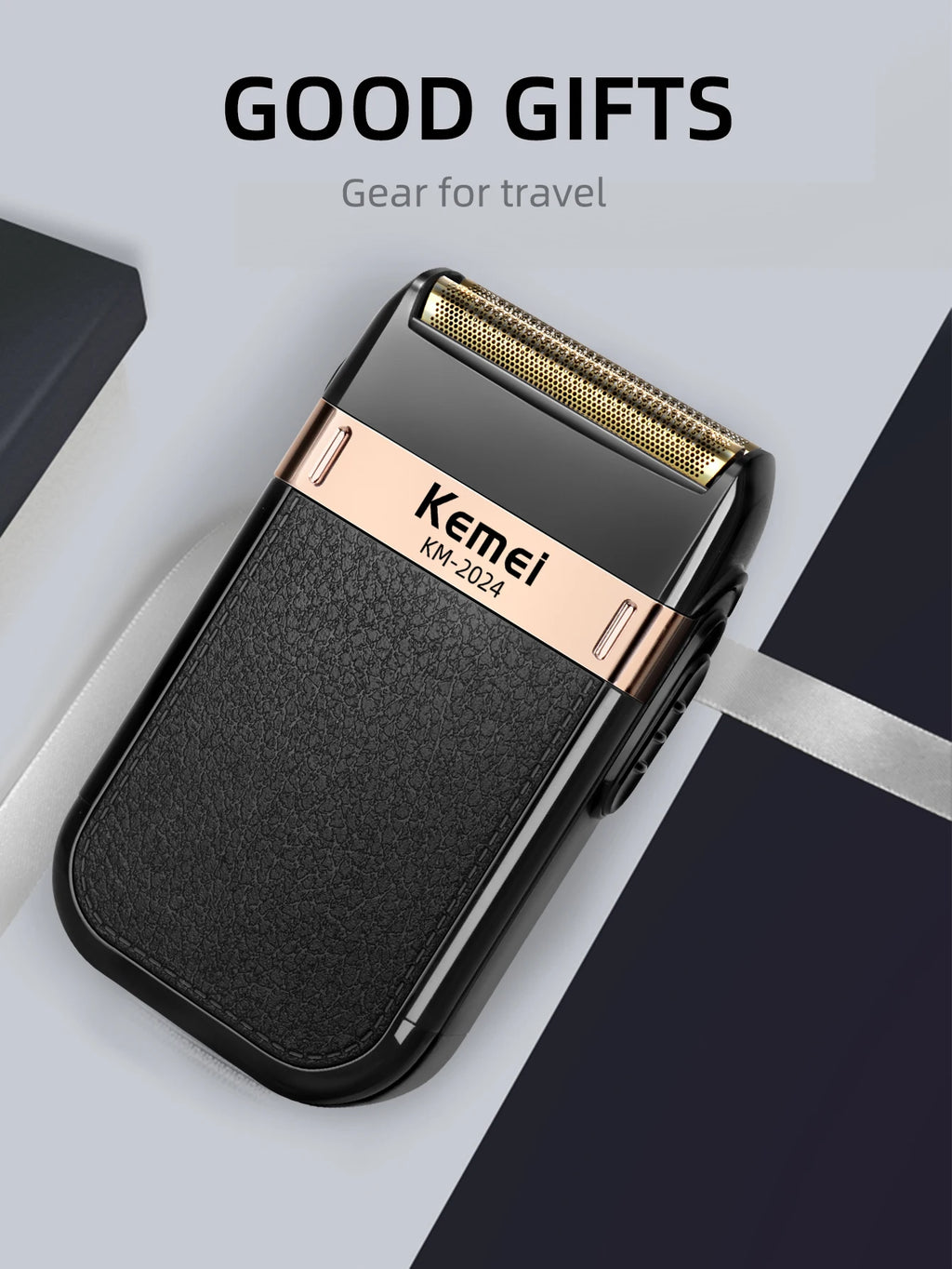 Kemei KM-2024 barbeador elétrico para homens lâmina dupla alternativa sem fio navalha recarregável usb máquina de barbear barbeiro aparador