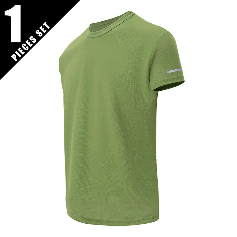 4/1 pçs verão masculino cor sólida coringa de secagem rápida manga curta solta plus size esportes correndo jogando camisa masculina de meia-idade