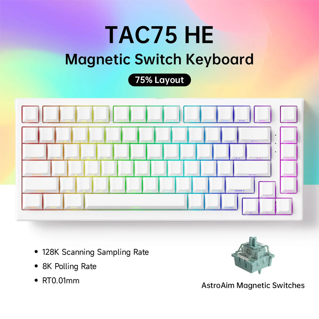 Akko tac75 he teclado de interruptor magnético 75% teclados para jogos gatilho rápido 0.005mm 8k rgb com fio esports teclado personalizado para gamer