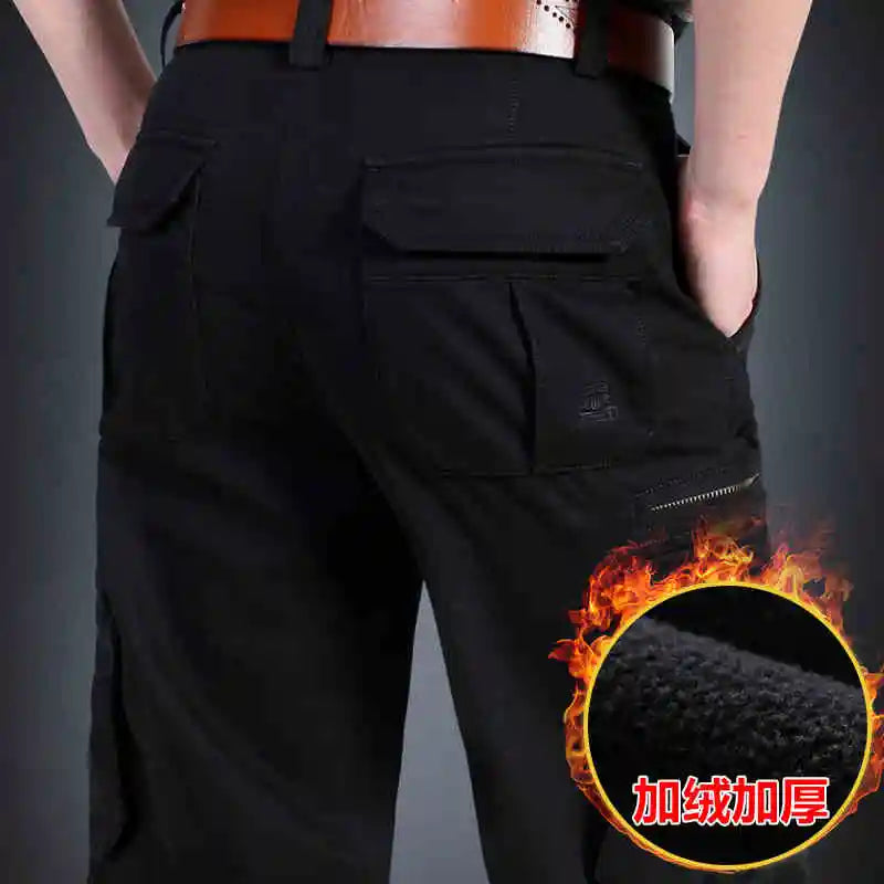 Calças de Trabalho Casuais de Algodão para Homens, Tamanho Grande, Soltas, com Pernas Retas e Múltiplos Bolsos, Resistentes a...