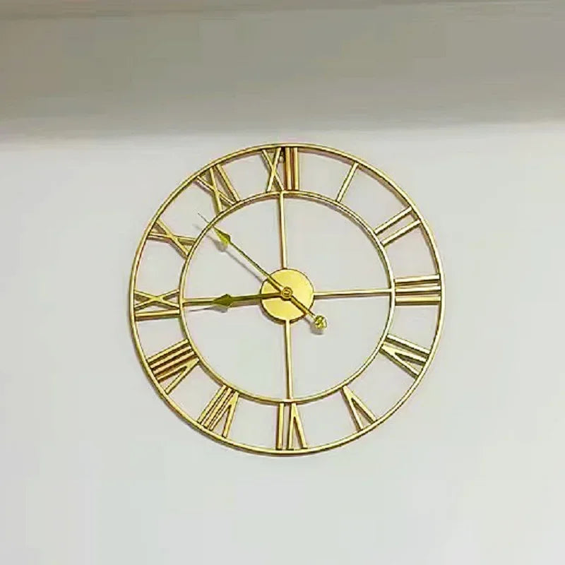 Relógios de parede suspensos para sala de estar, estilo moderno, 3D redondos, silenciosos precisos, algarismos romanos, decoração de casa, 2023, 40cm