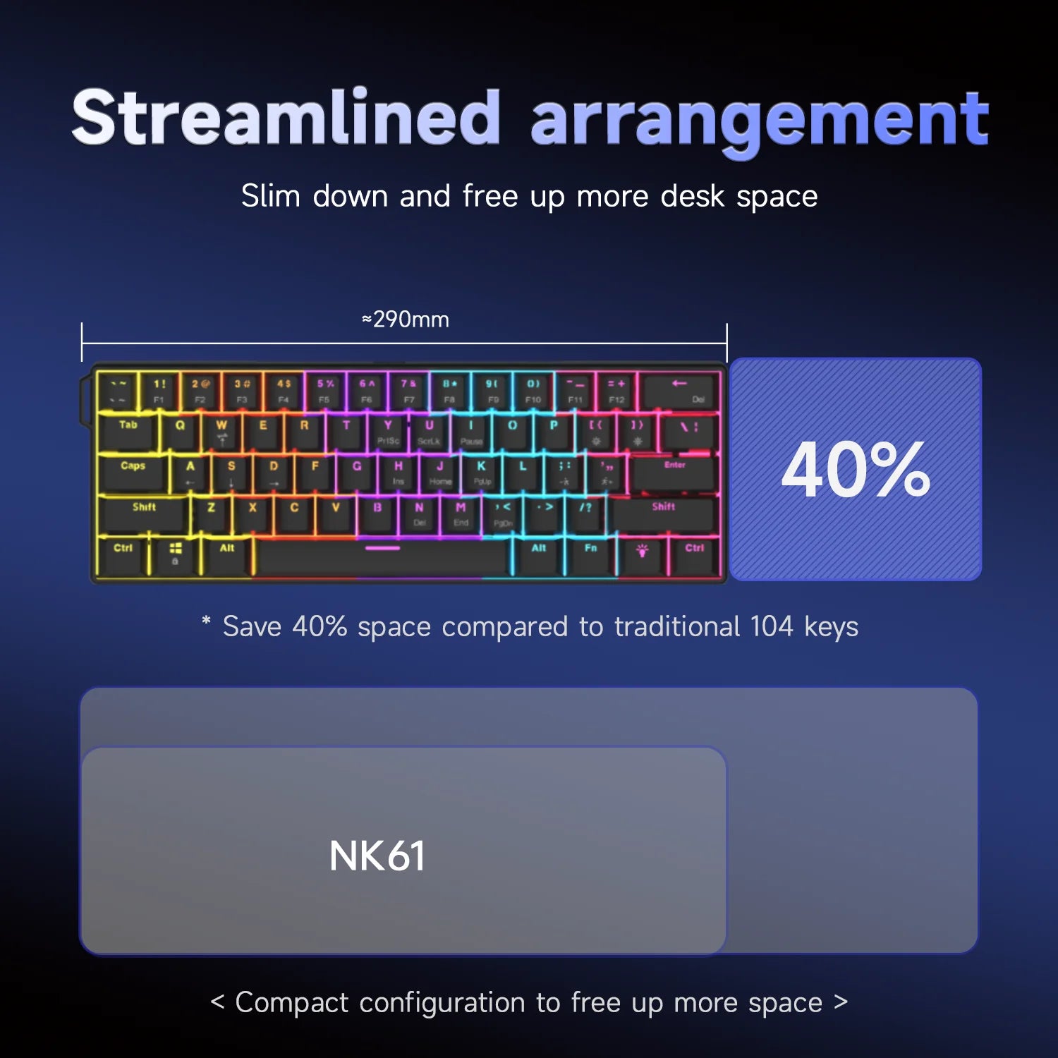 Ajazz nk61 teclado mecânico para jogos com fio 60% rgb hot-swappable 61 teclas interruptor vermelho mini teclado para gamer pc