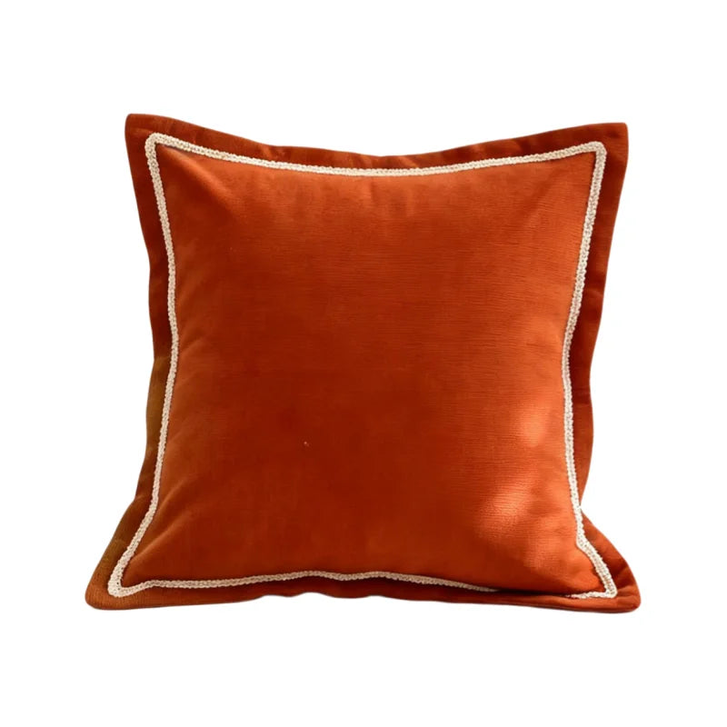 Almofada Decorativa de Veludo Micro Ondulado com Borda Dupla Franzida e Acabamento Trançado, Macia e Resistente à Sujeira para Sofá e Cama