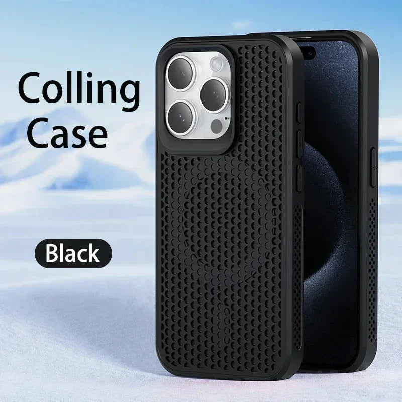 Capa de telefone com dissipação de calor para iphone 17 16 15 14 13 12 11 pro max plus respirável capa magnética traseira dura para magsafe