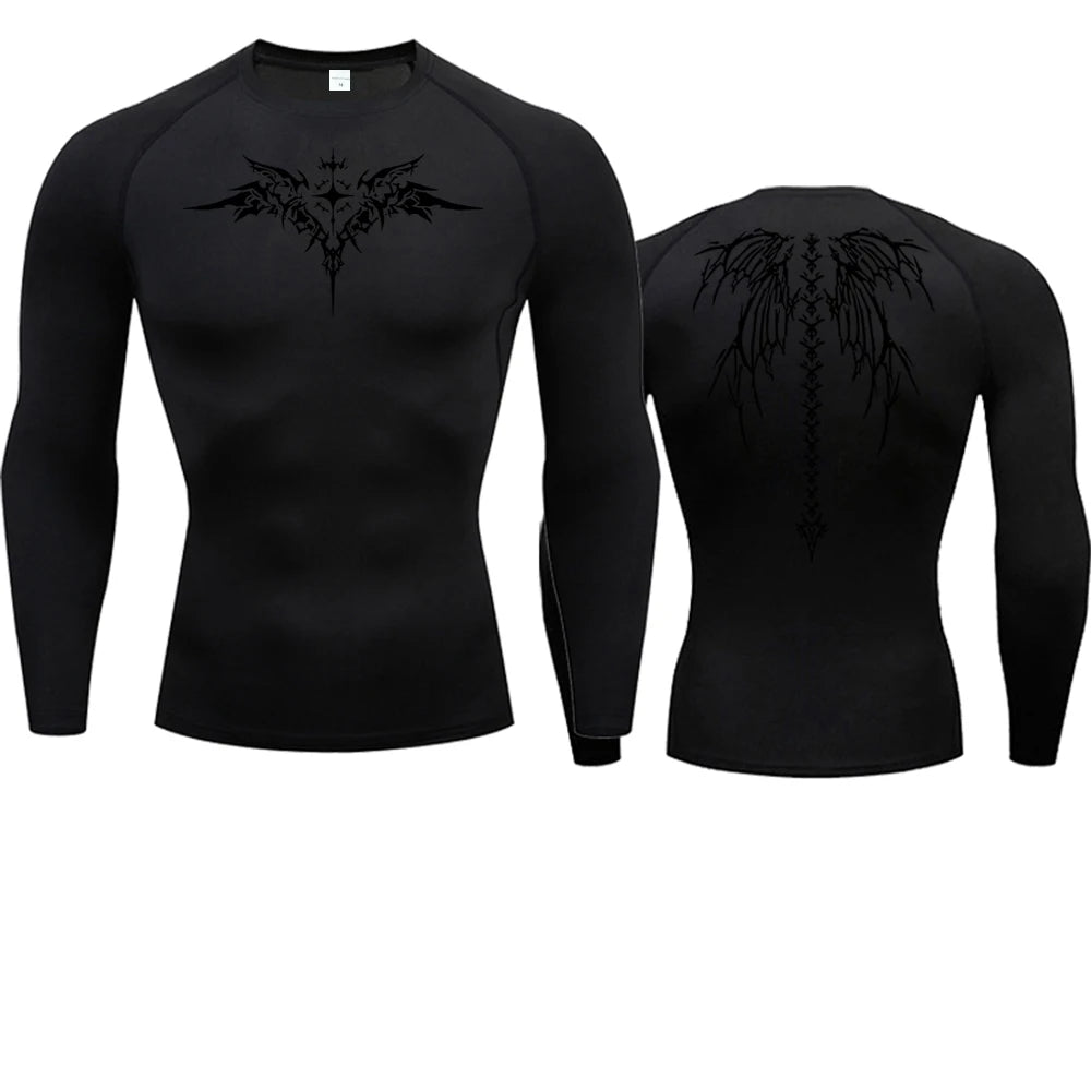 Camiseta de Compressão com Estampa de Anime para Homens, Camiseta de Corrida de Secagem Rápida, Roupas de Fitness, Tops Respiráveis de Manga Curta