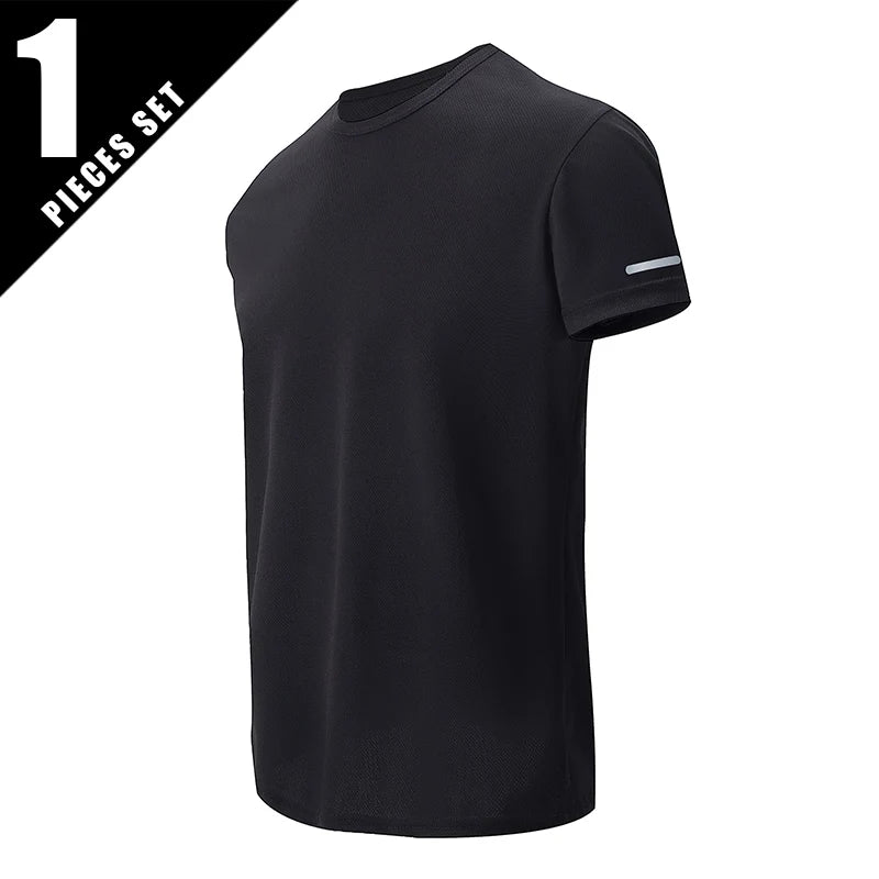 4/1 pçs verão masculino cor sólida coringa de secagem rápida manga curta solta plus size esportes correndo jogando camisa masculina de meia-idade