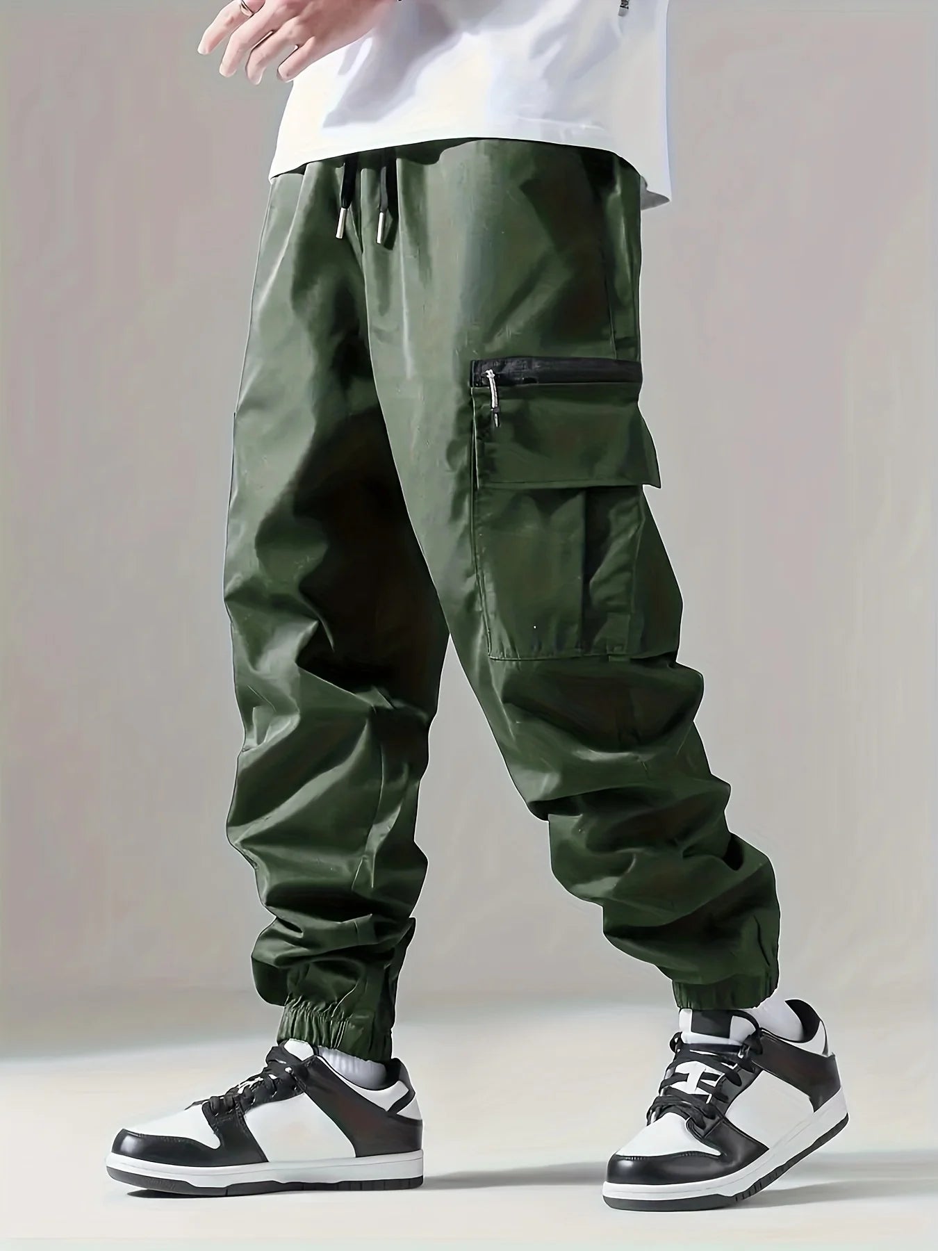 Calça cargo multibolso masculina, calça fina, confortável e respirável, casual ao ar livre, veste, ciclismo, 004