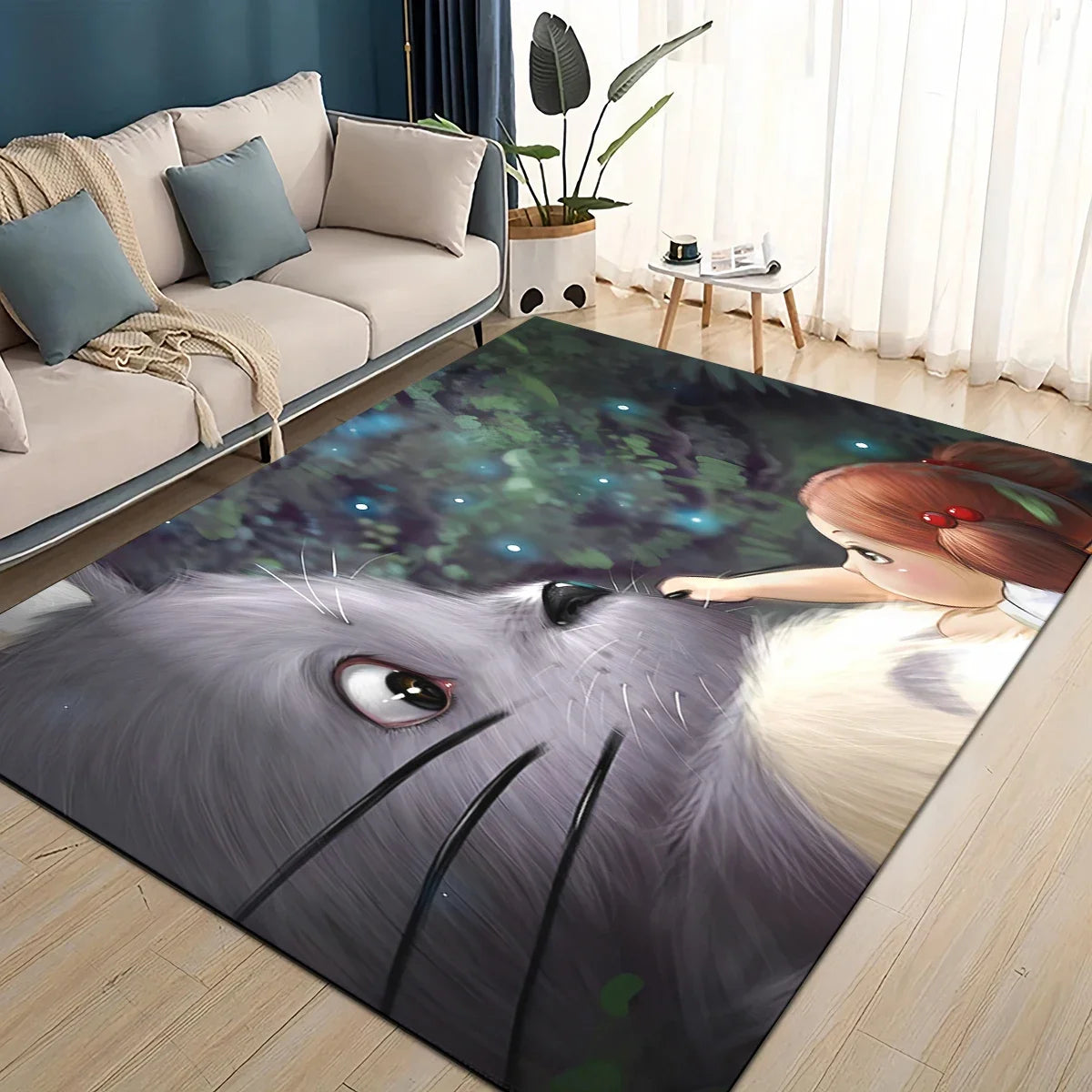 Tapete 3D T-Totoros para Sala de Estar, Quarto Infantil, Sofá, Decoração, Tapete Antiderrapante para Brincadeiras das Crianças