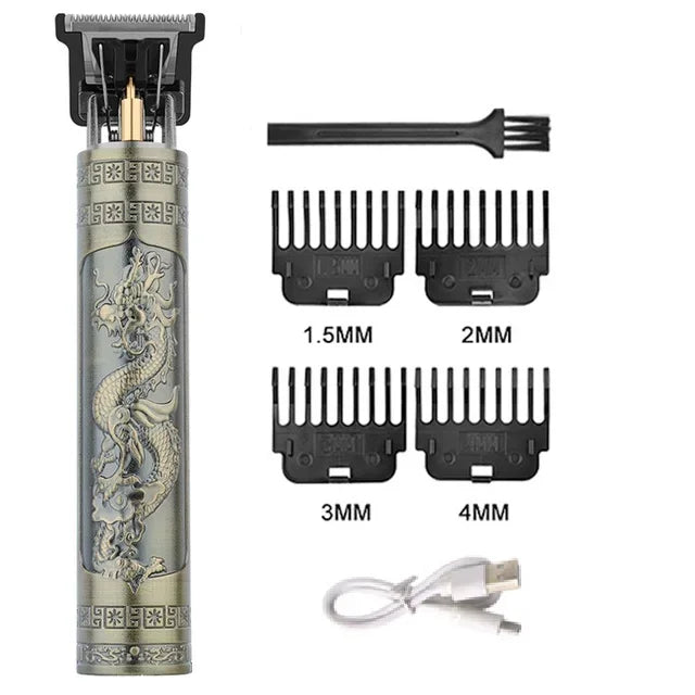 Aparador de cabelo de metal recarregável para homens, Carving Hair Clipper, Máquina de corte profissional do barbeiro
