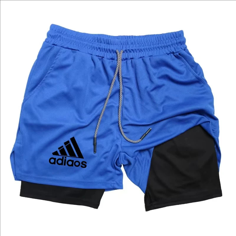 Shorts de compressão masculino verão ginásio fitness correndo treinamento esportes shorts dois-em-um malha respirável shorts de secagem rápida