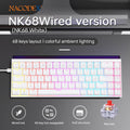 Novo ajazz nacodex nk68 teclado mecânico terreno keycap rgb barra de luz 68 teclas com fio jogos escritório com fio conectar teclado