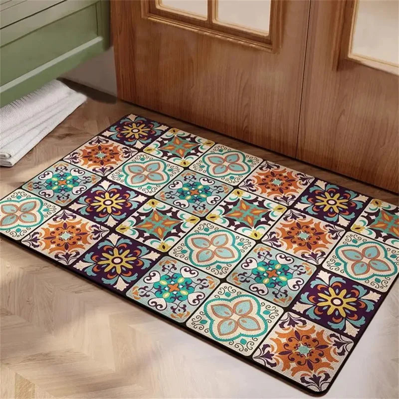 VIKAMA 1/2 peças Tapete Vintage para Cozinha, Sala de Estar, Quarto, Tapete de Corredor Antiderrapante, Capacho de Entrada, Decoração para Casa