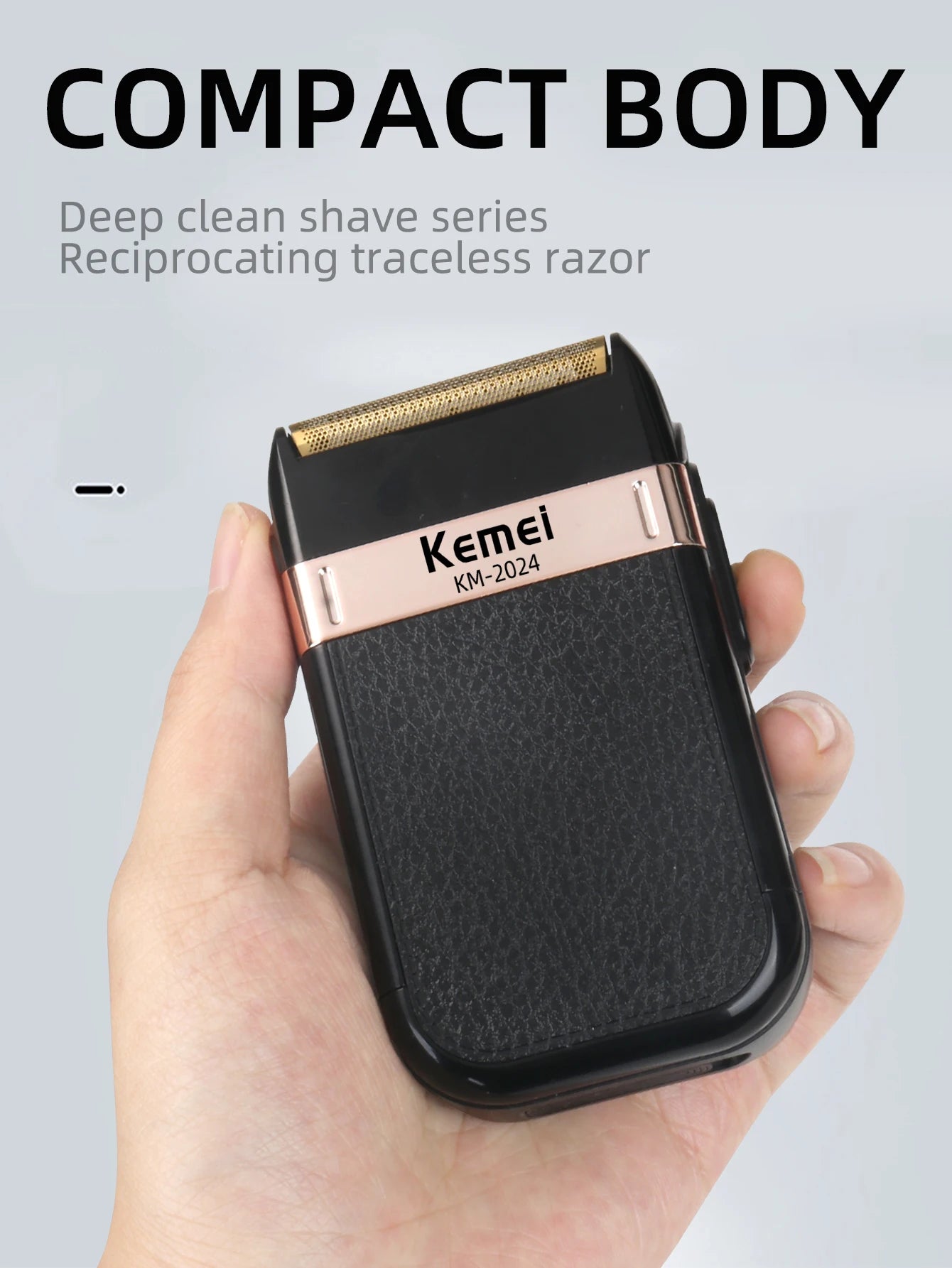 Kemei KM-2024 barbeador elétrico para homens lâmina dupla alternativa sem fio navalha recarregável usb máquina de barbear barbeiro aparador