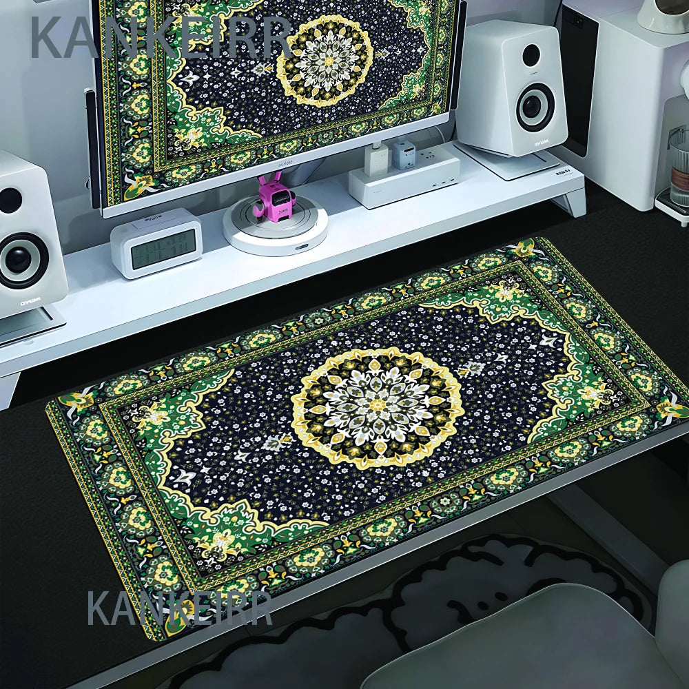 Tapete de Mesa Grande com Estampa Persa, Antiderrapante, para Escritório, Gamer, Acessório de Computador, Tapete de Velocidade para Mesa