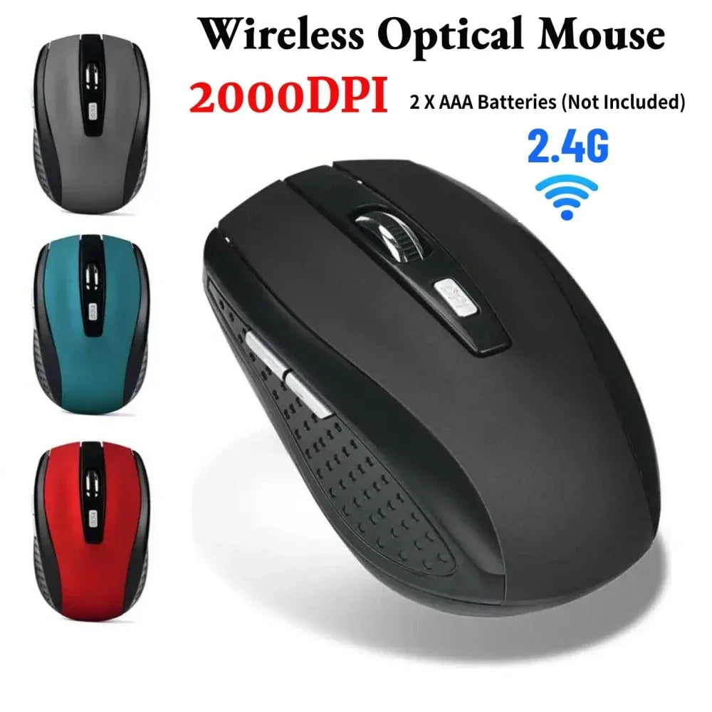 Mouse de computador sem fio usb ajustável gamer gaming 6 botões óptico 2.4 receptor usb para computador acessórios para computador