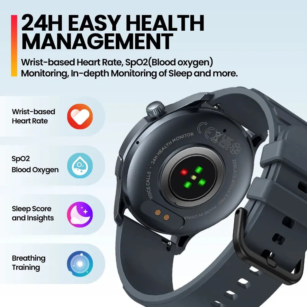 Novo zeblaze btalk 3 pro 1.43 "display amoled relógio inteligente bluetooth chamadas de telefone saúde e fitness rastreamento smartwatch