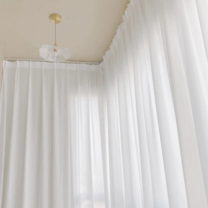 Macio branco voile sheer cortinas para sala de estar janela cor sólida tule cortina para o quarto casamento decoração casa personalizar