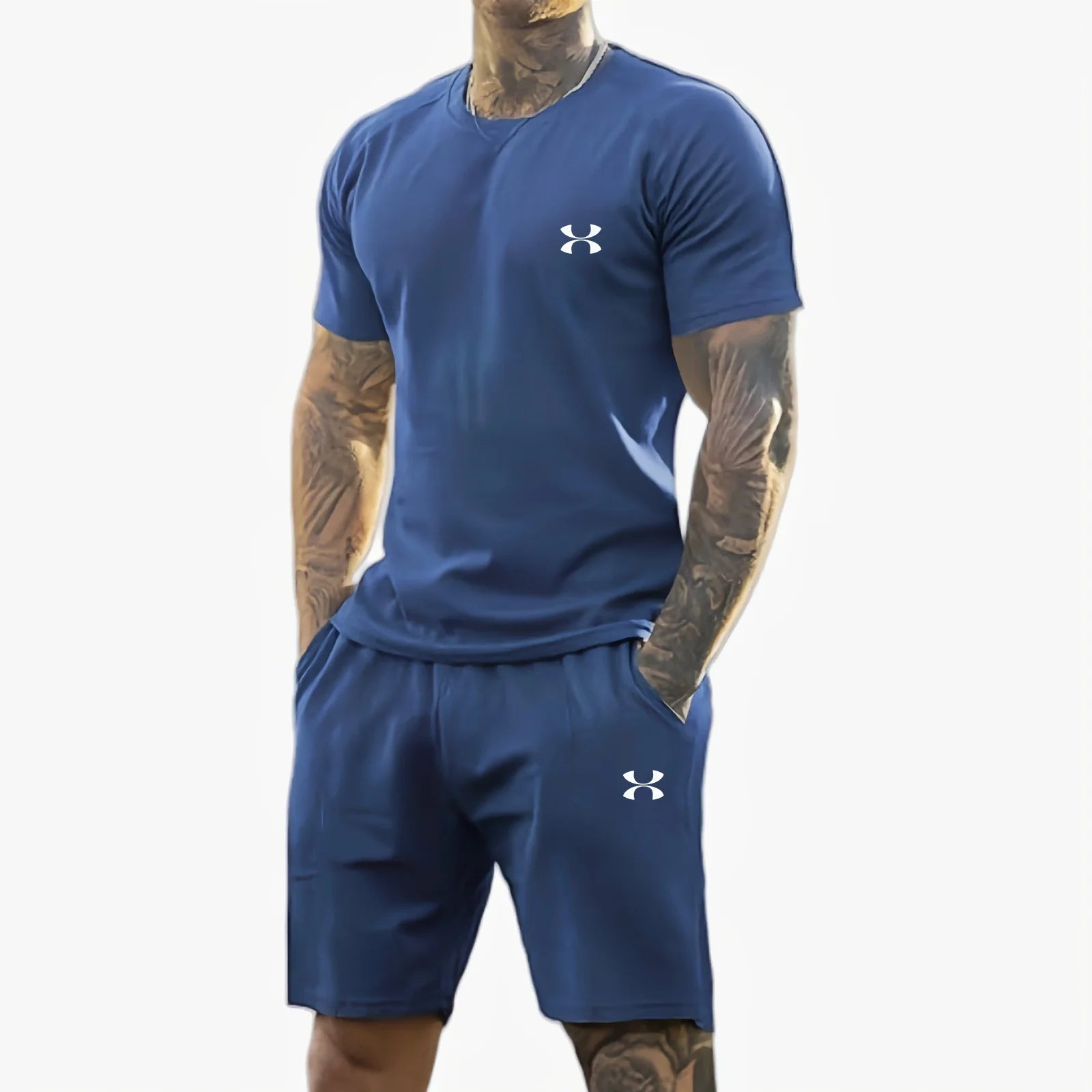 2025 verão novo masculino impresso camiseta de manga curta + shorts terno, roupas esportivas casuais, respirável ao ar livre casual camiseta masculina,