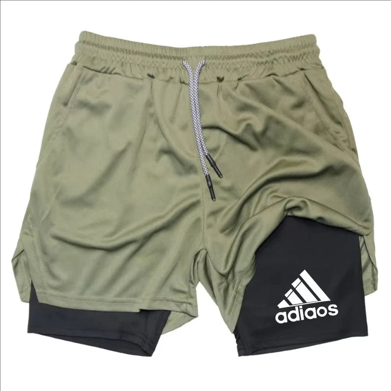 Shorts de compressão masculino verão ginásio fitness correndo treinamento esportes shorts dois-em-um malha respirável shorts de secagem rápida