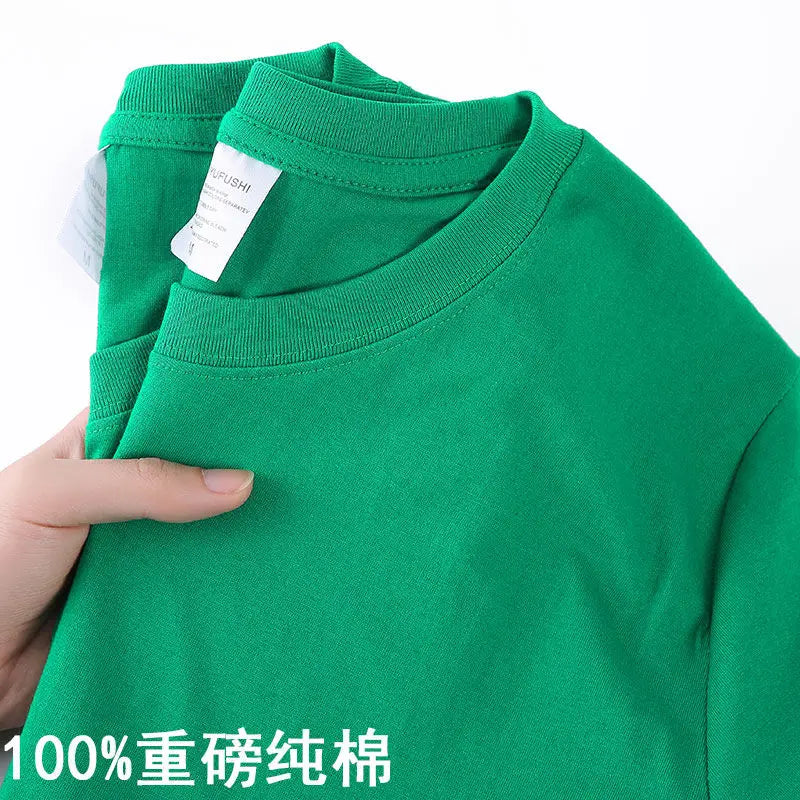 100% Algodão T-shirt Dos Homens Mulheres Cor Sólida O Pescoço de Manga Curta Tops Verão Coreano Solto Meia-manga T Shirt Unisex M-4XL
