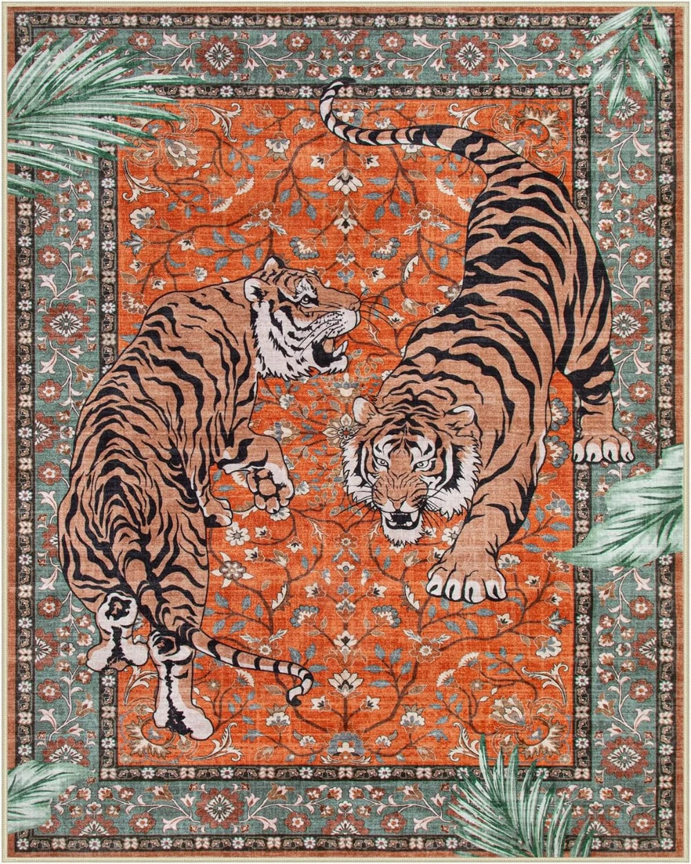 Tapete para sala de estar, selva, tigre, decoração de casa, área grande, quarto, lavável, máquina de café, cozinha