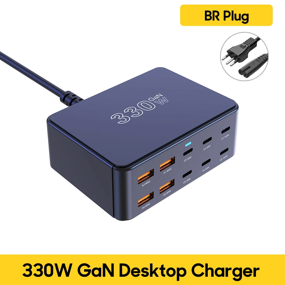 800W USB C GaN Carregador 100W PD3.0 PPS QC3.0 Estação de carregamento rápido multiporta para iPhone 15 16 Samsung Macbook Pro Laptops Tablets
