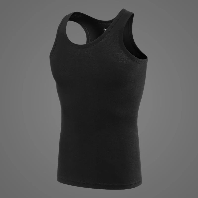 1/3 peça masculina quatro temporada cor sólida plus size colete confortável puro algodão juventude esportes e fitness topo base de meia-idade t