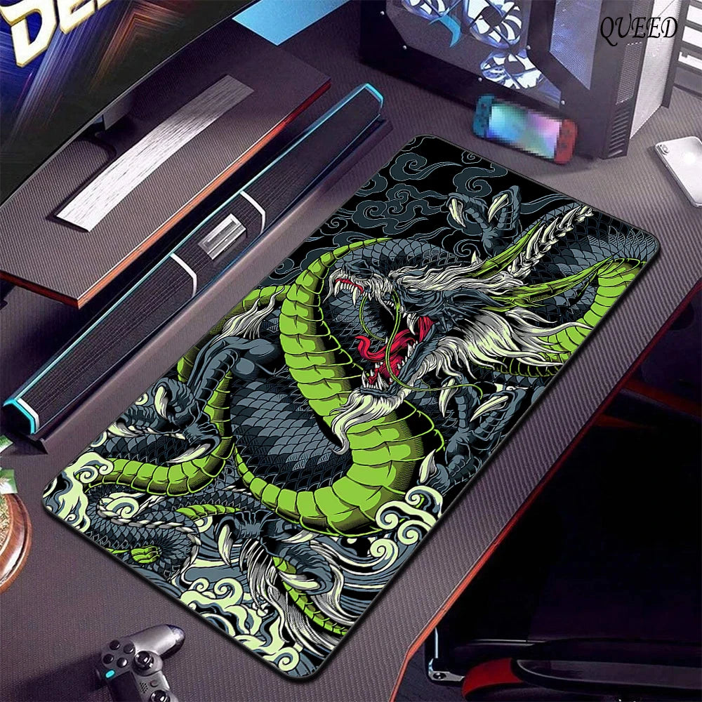 Preto e branco dragão grande mouse tapete de jogos mousepad grande base de borracha mouse pad roxo deskpad eyboard tapetes mousepads 400x900