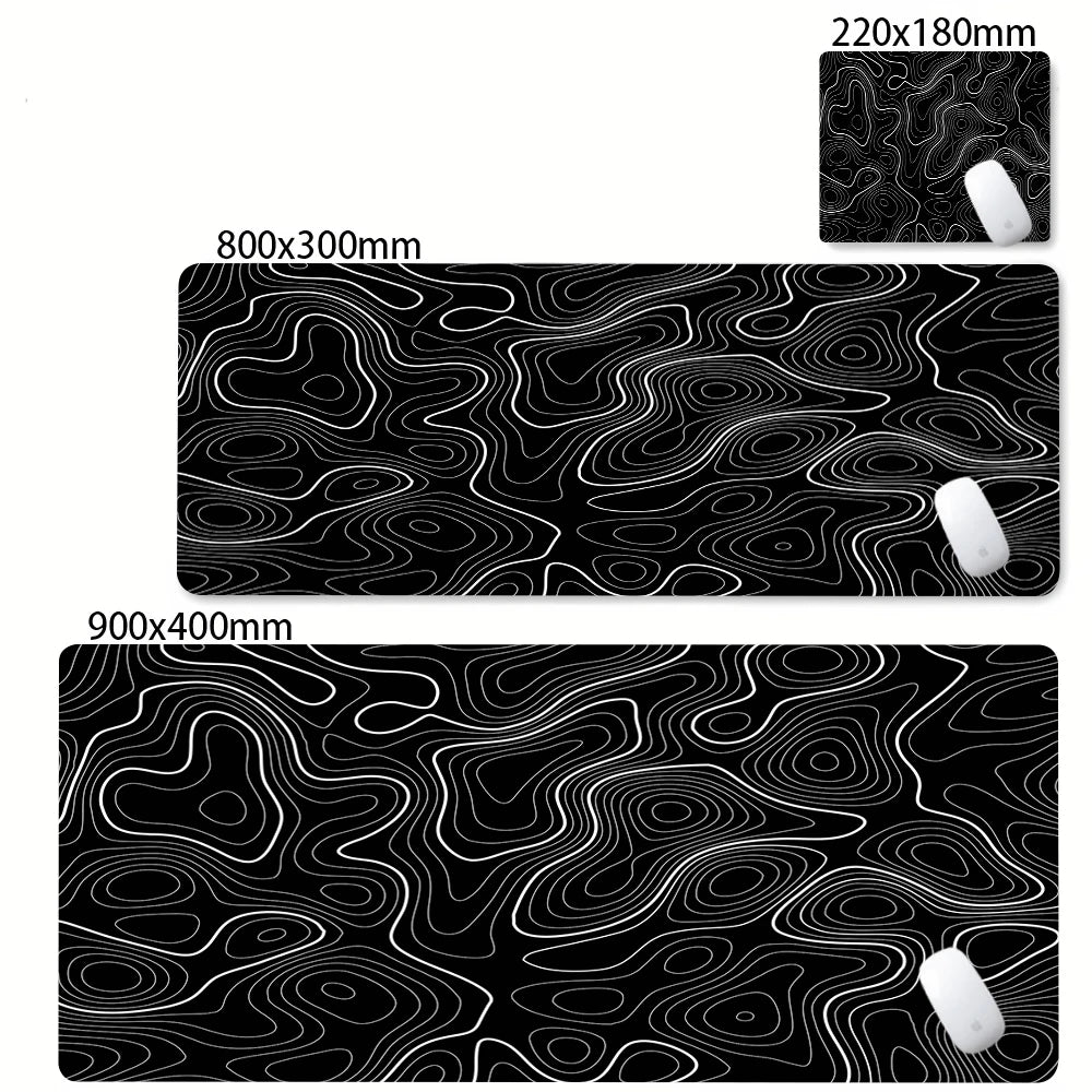 Grande tapete de mouse preto e branco mousepad jogos mousepads de borracha teclado tapetes abstrato mesa strata líquido escritório mouse pads