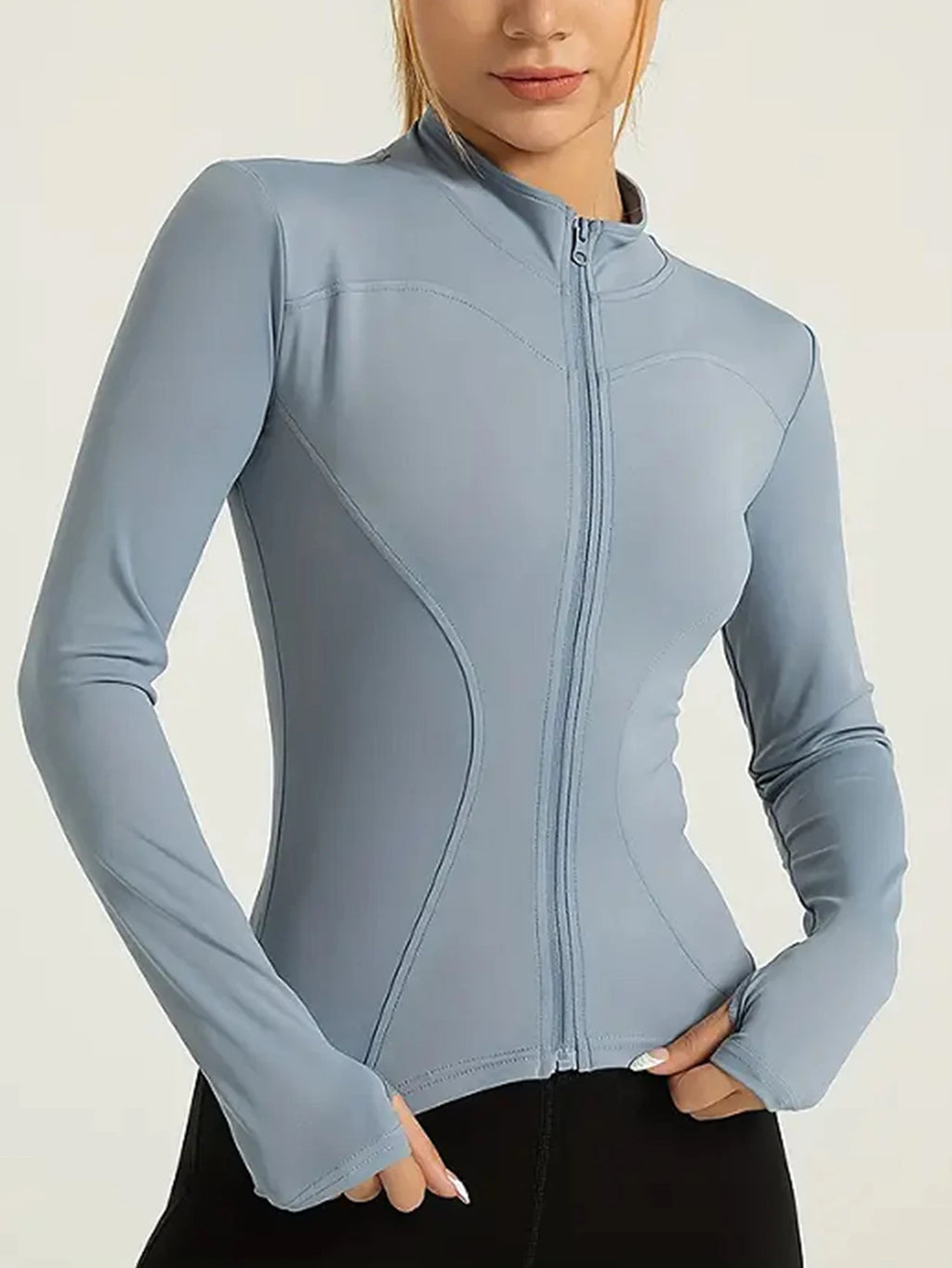 Roupa de fitness de manga comprida feminina internet celebridade emagrecimento gola alta jaqueta esportiva roupas de treinamento emagrecimento correndo
