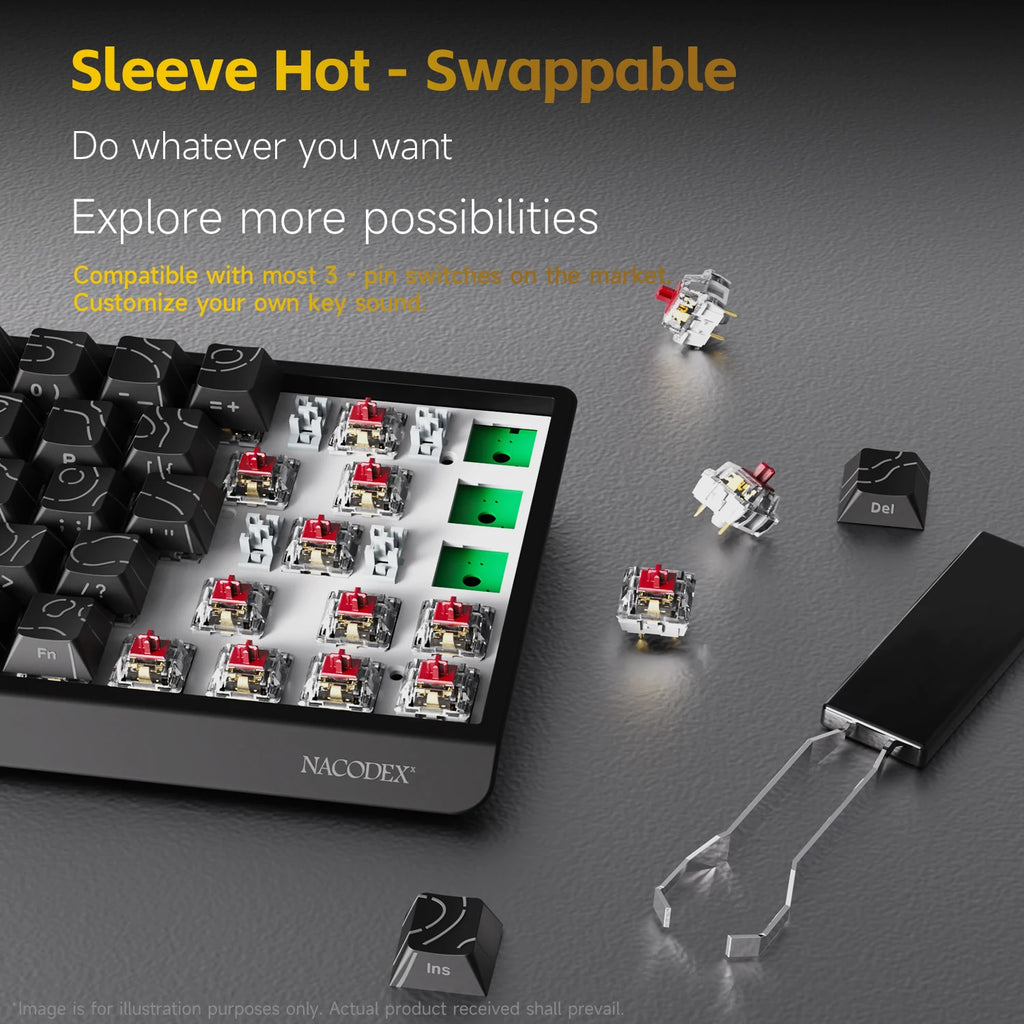 Teclado Mecânico AJAZZ NK68V2 com Fio, Modo Único, Portátil para Jogos, RGB, Hot-Swappable, Leve para PC