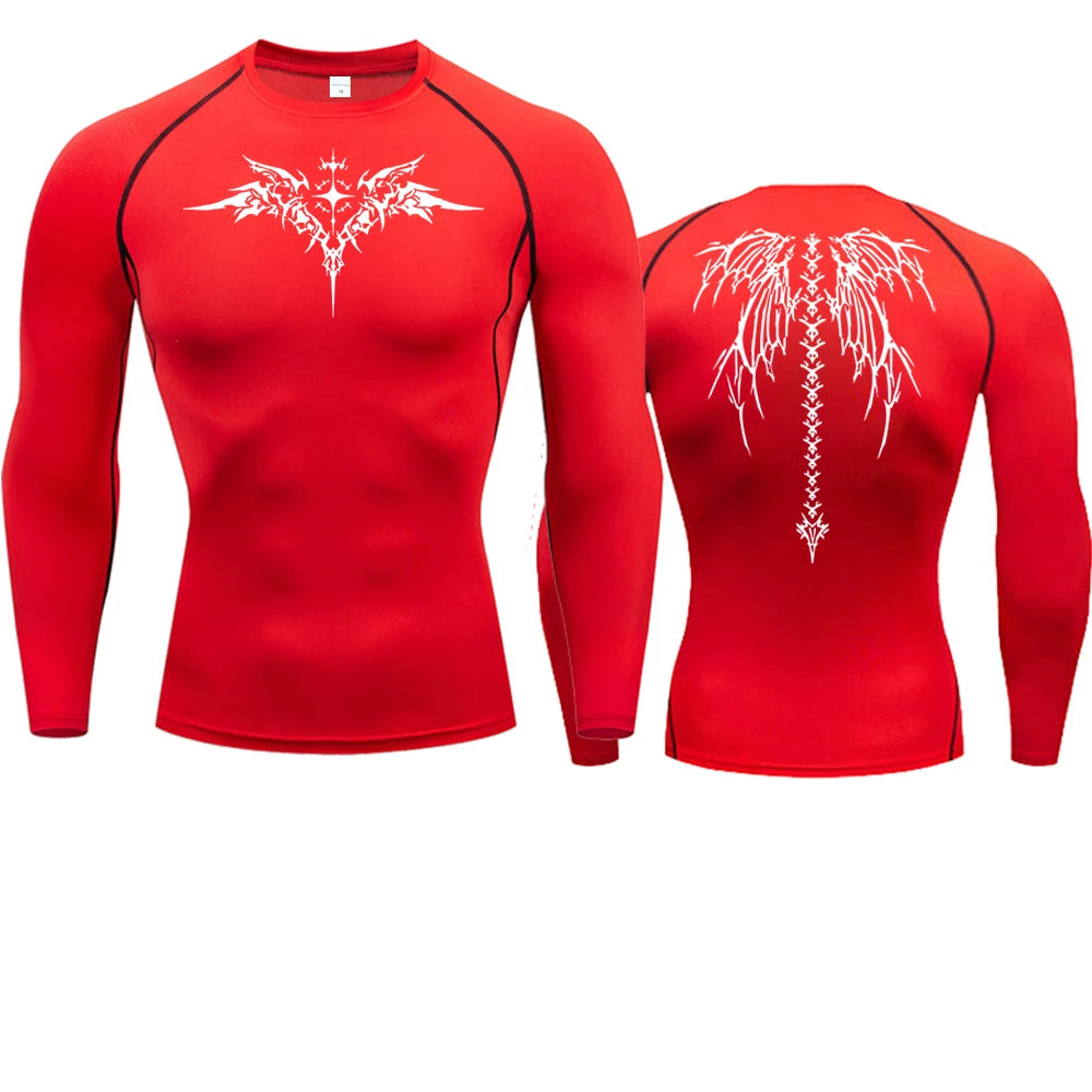 Camiseta de Compressão com Estampa de Anime para Homens, Camiseta de Corrida de Secagem Rápida, Roupas de Fitness, Tops Respiráveis de Manga Curta