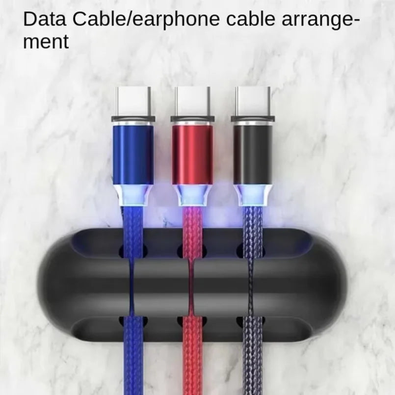 Organizador de Cabos Autoadesivo de Silicone para Mesa: Fixador de Plugues, Cabos de Mouse, Fones de Ouvido e Cabos de Dados de Celular
