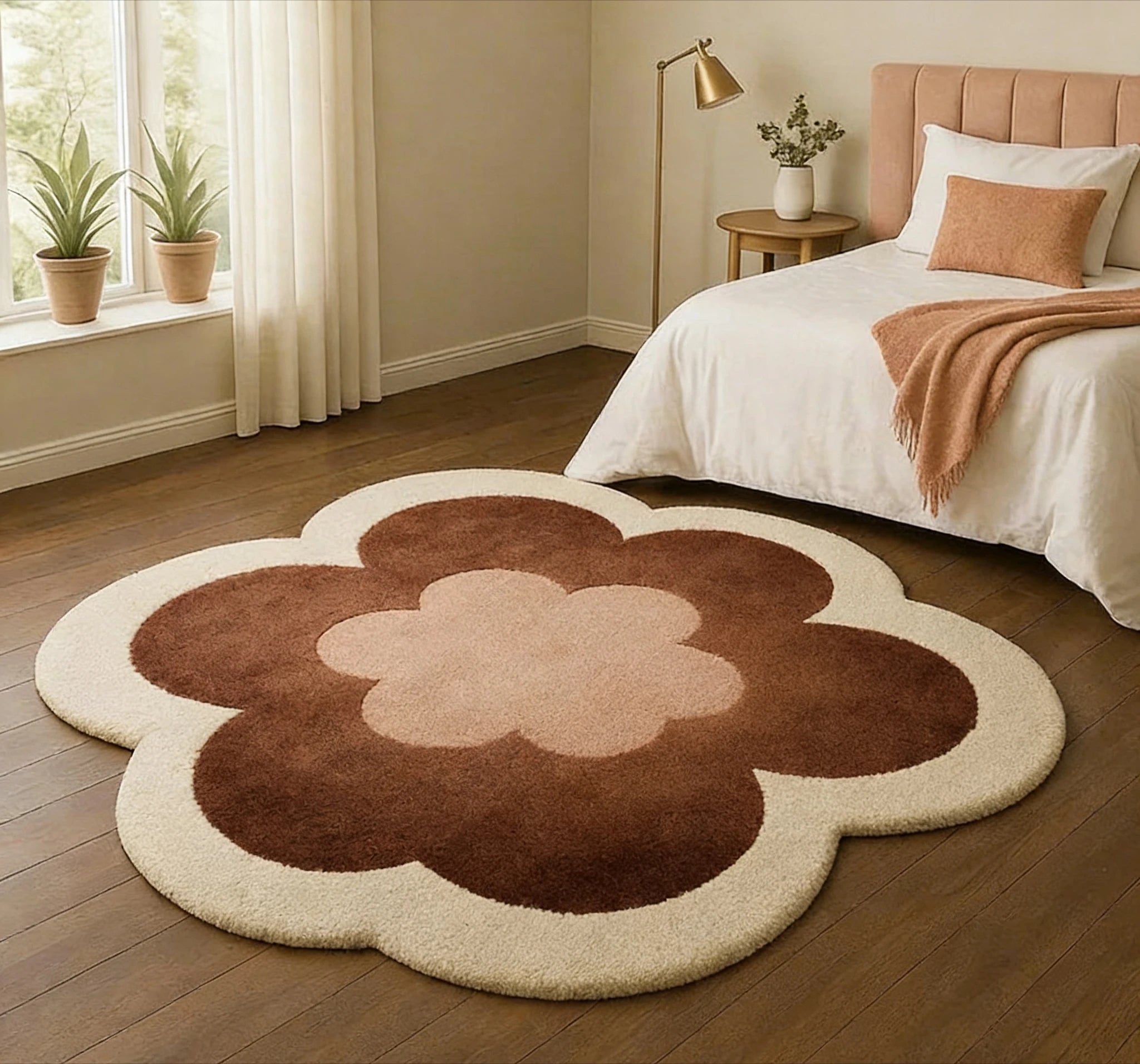 Forma de flor tapetes para sala estar forma irregular decoração do quarto menina tapete engrossado pelúcia cabeceira tapete macio