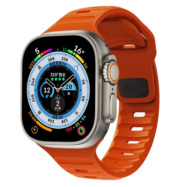 Pulseira de Silicone Sport para Apple Watch, Banda, 49mm, 45mm, 44mm, 42mm, 40mm, 41mm, 38, Pulseira Correa, iWatch Series 9, 8, 7, 6, 5, 4, 3, SE, ultra